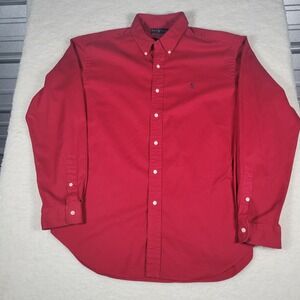 Ralph Lauren Classic Fit Red Cotton Silk Button Down Shirt XXL Long Sleeve Pony